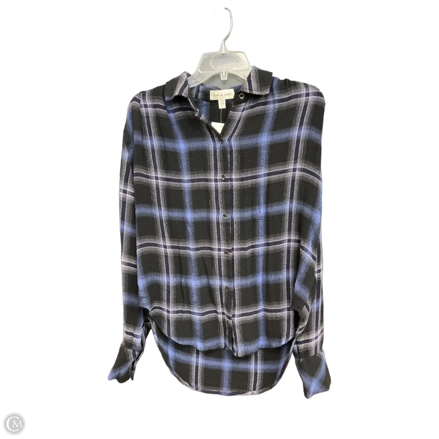 Blouse Long Sleeve By Cloth & Stone In Plaid Pattern, Size: S
