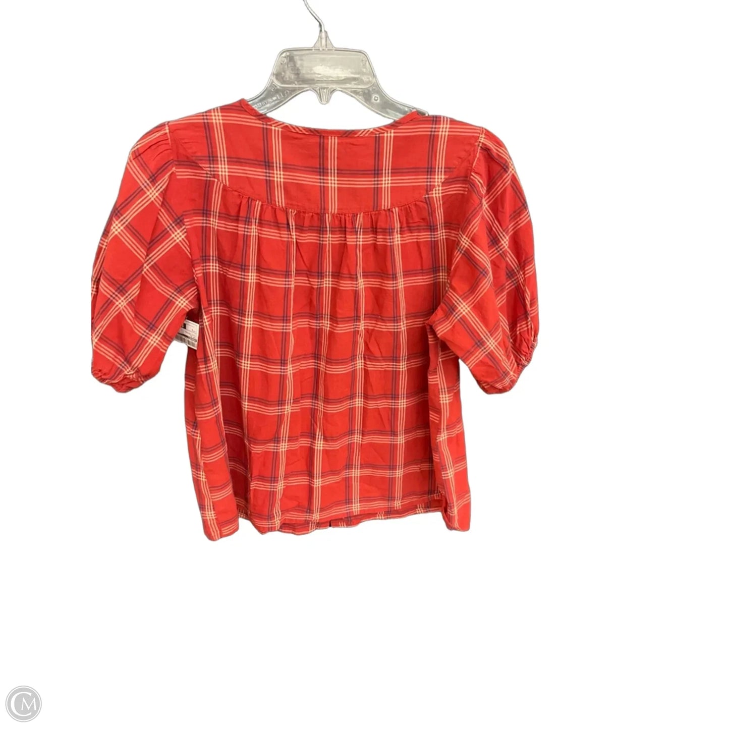 Top Short Sleeve By Madewell In Plaid Pattern, Size: S