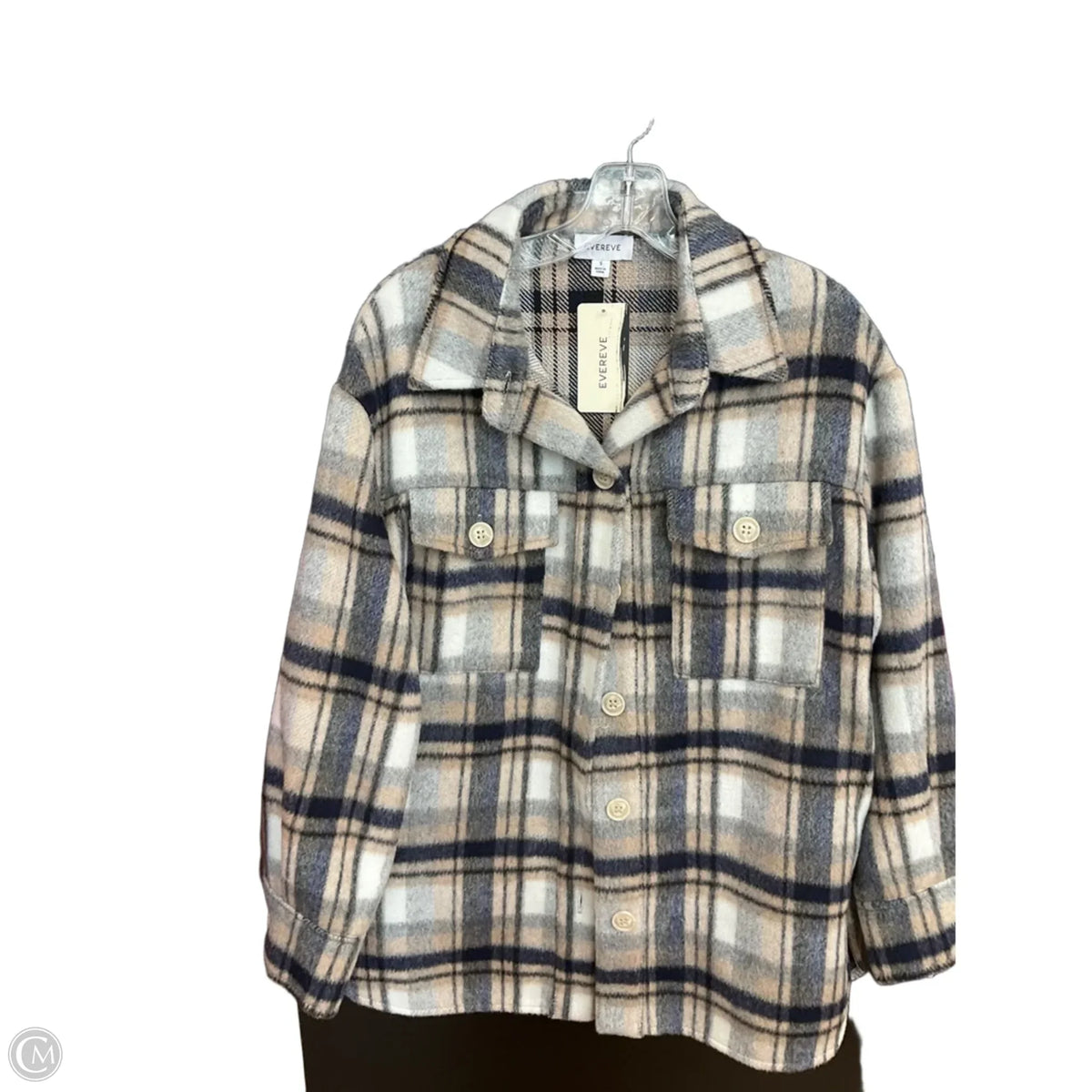 Jacket Shirt By Evereve In Grey & Tan, Size: S