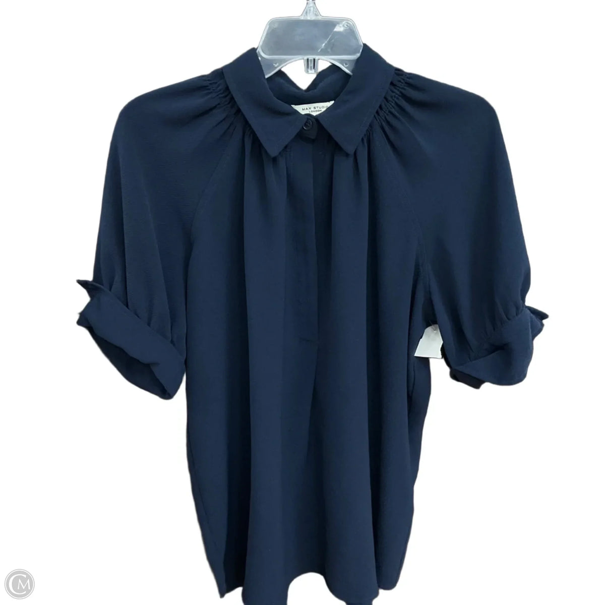 Top Short Sleeve By Max Studio In Navy, Size: L