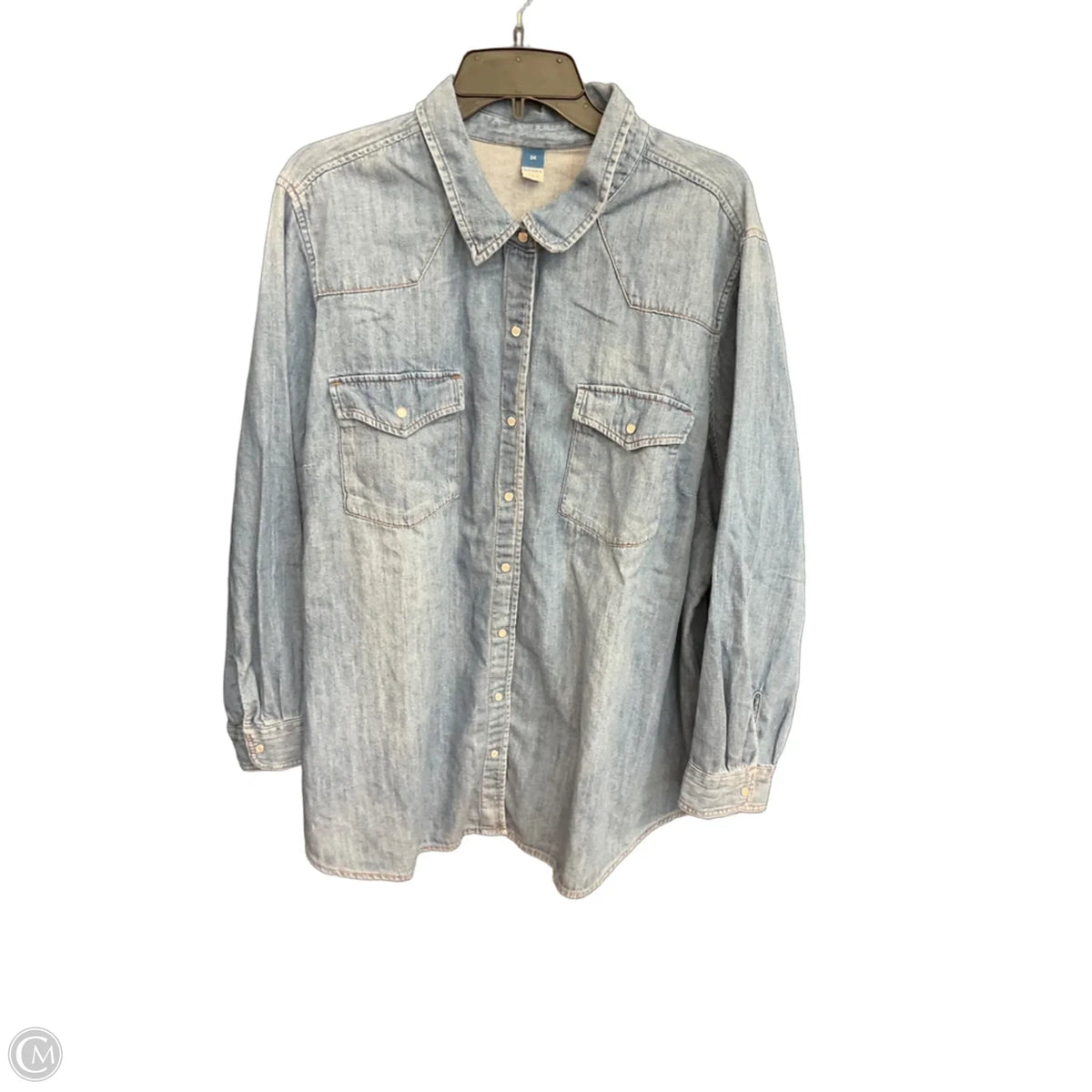 Blouse Long Sleeve By Old Navy In Blue Denim, Size: 3x