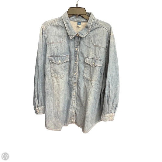 Blouse Long Sleeve By Old Navy In Blue Denim, Size: 3x