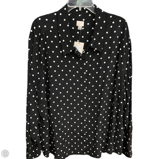 Blouse Long Sleeve By A New Day In Polkadot Pattern, Size: 3x