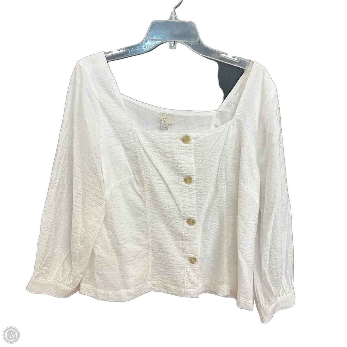 Top Long Sleeve By A New Day In White, Size: L