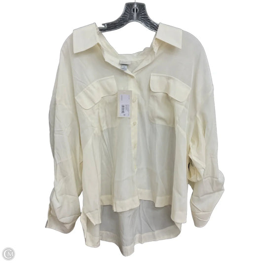 Blouse 3/4 Sleeve By A New Day In Cream, Size: 1x