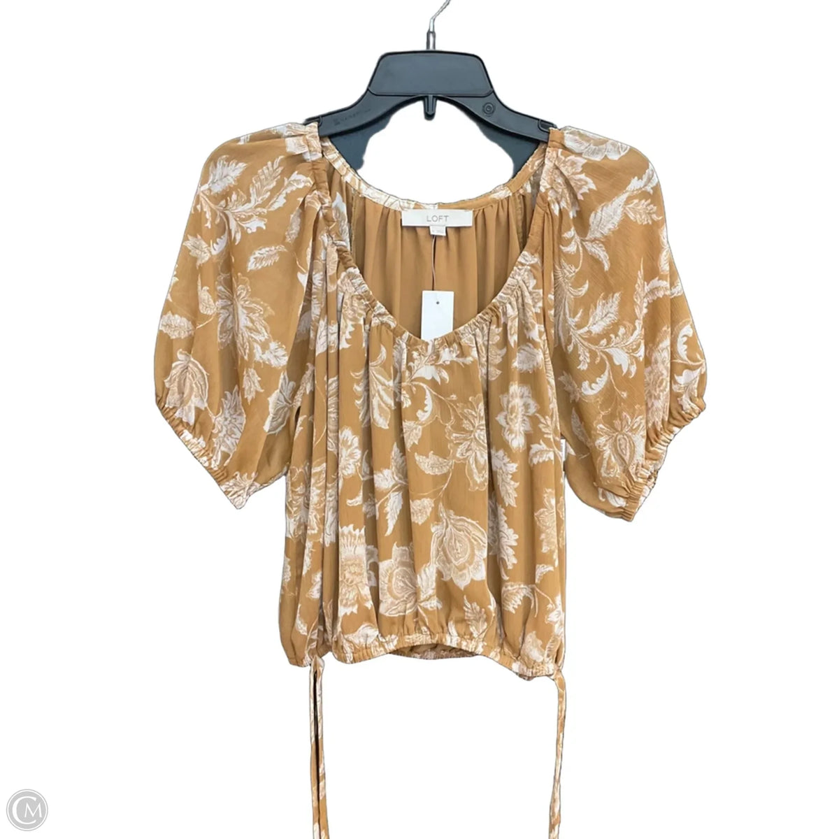 Top Short Sleeve By Loft In Tan, Size: S