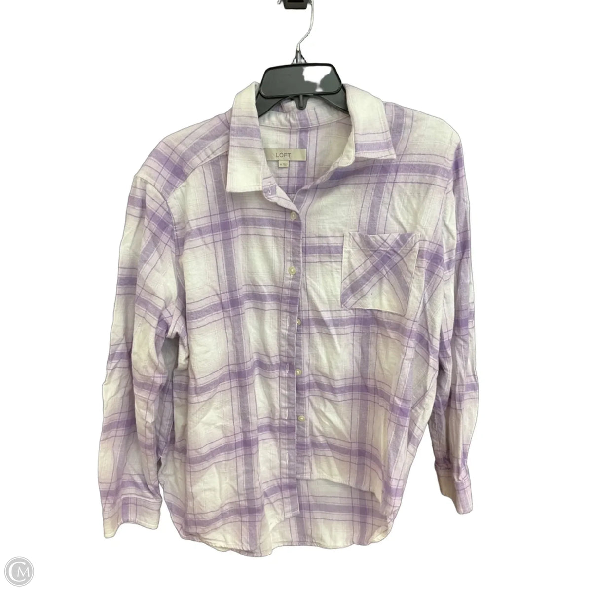 Blouse Long Sleeve By Loft In Purple, Size: Xl