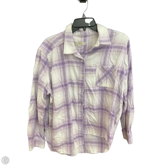Blouse Long Sleeve By Loft In Purple, Size: Xl
