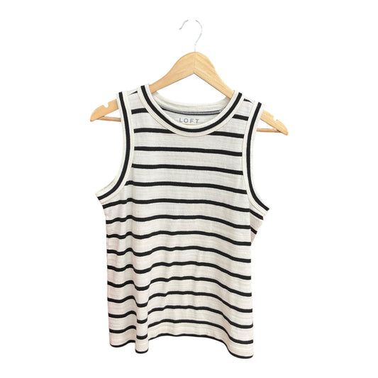 Top Sleeveless By Loft In Black & White, Size: M