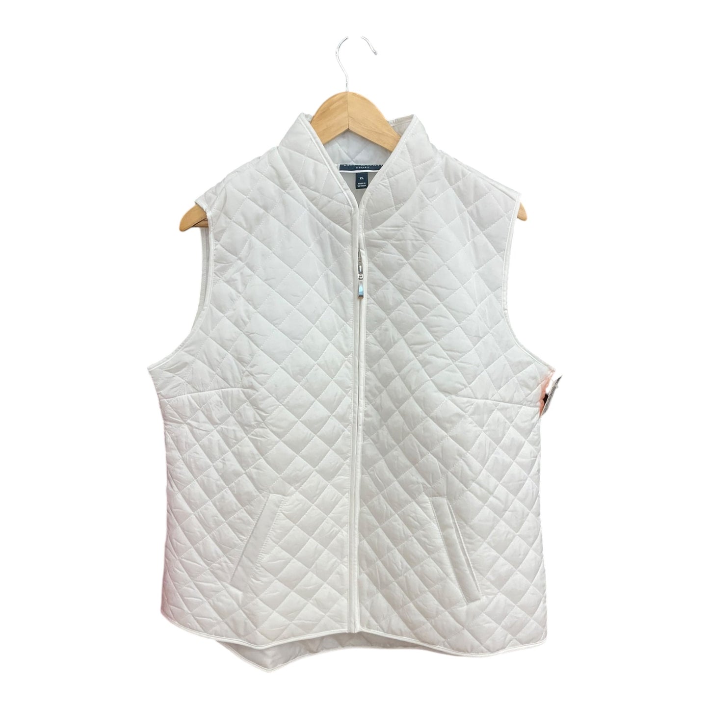 Vest Puffer & Quilted By Karen Scott In White, Size: Xl