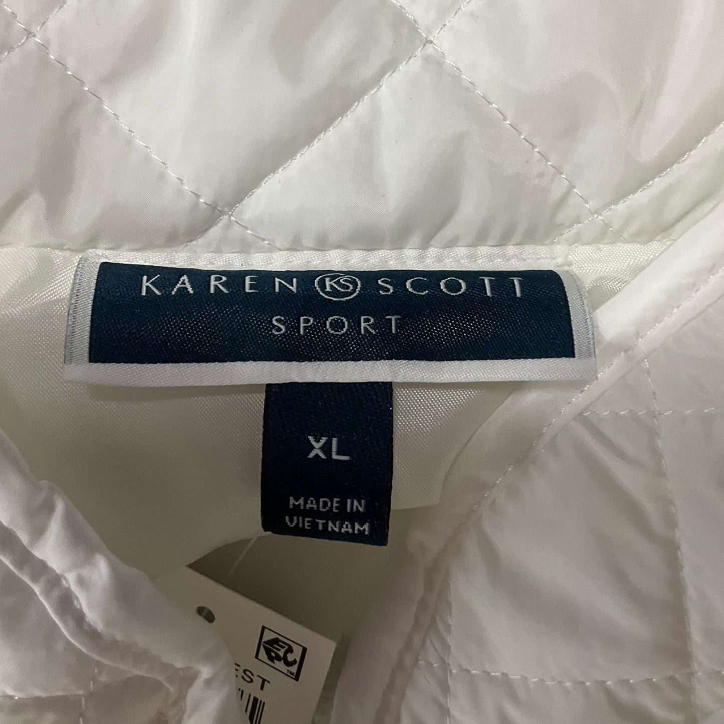 Vest Puffer & Quilted By Karen Scott In White, Size: Xl