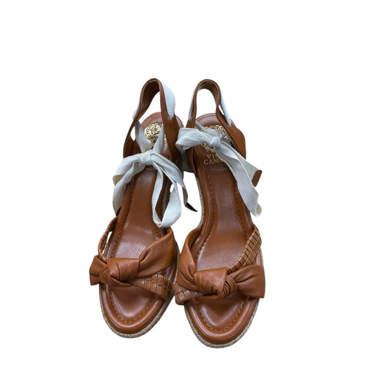 Sandals Heels Platform By Vince Camuto In Brown, Size: 9.5