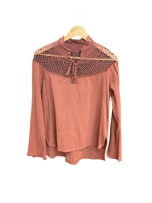 Top Long Sleeve By Free People In Pink, Size: Xs