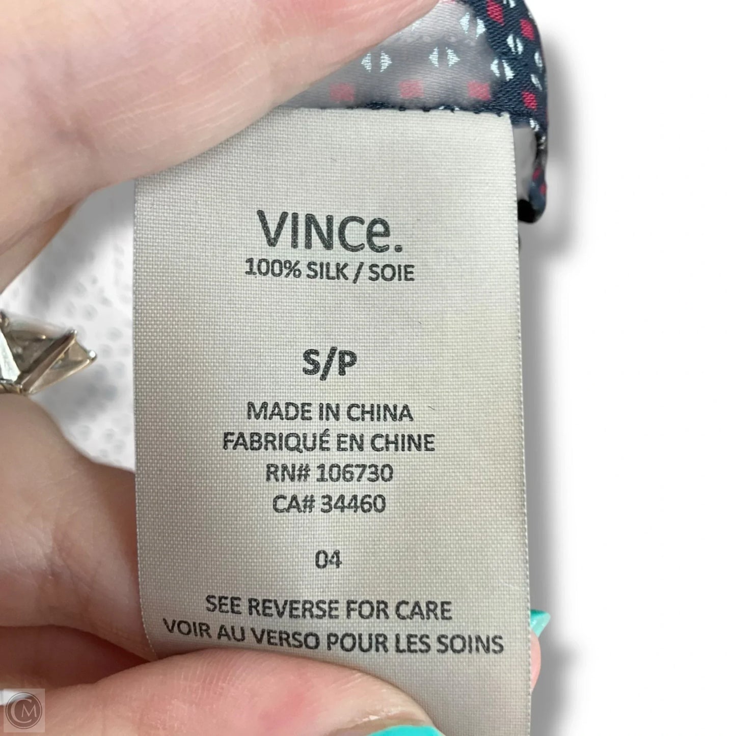 Blouse Long Sleeve By Vince In Multi-colored, Size: S