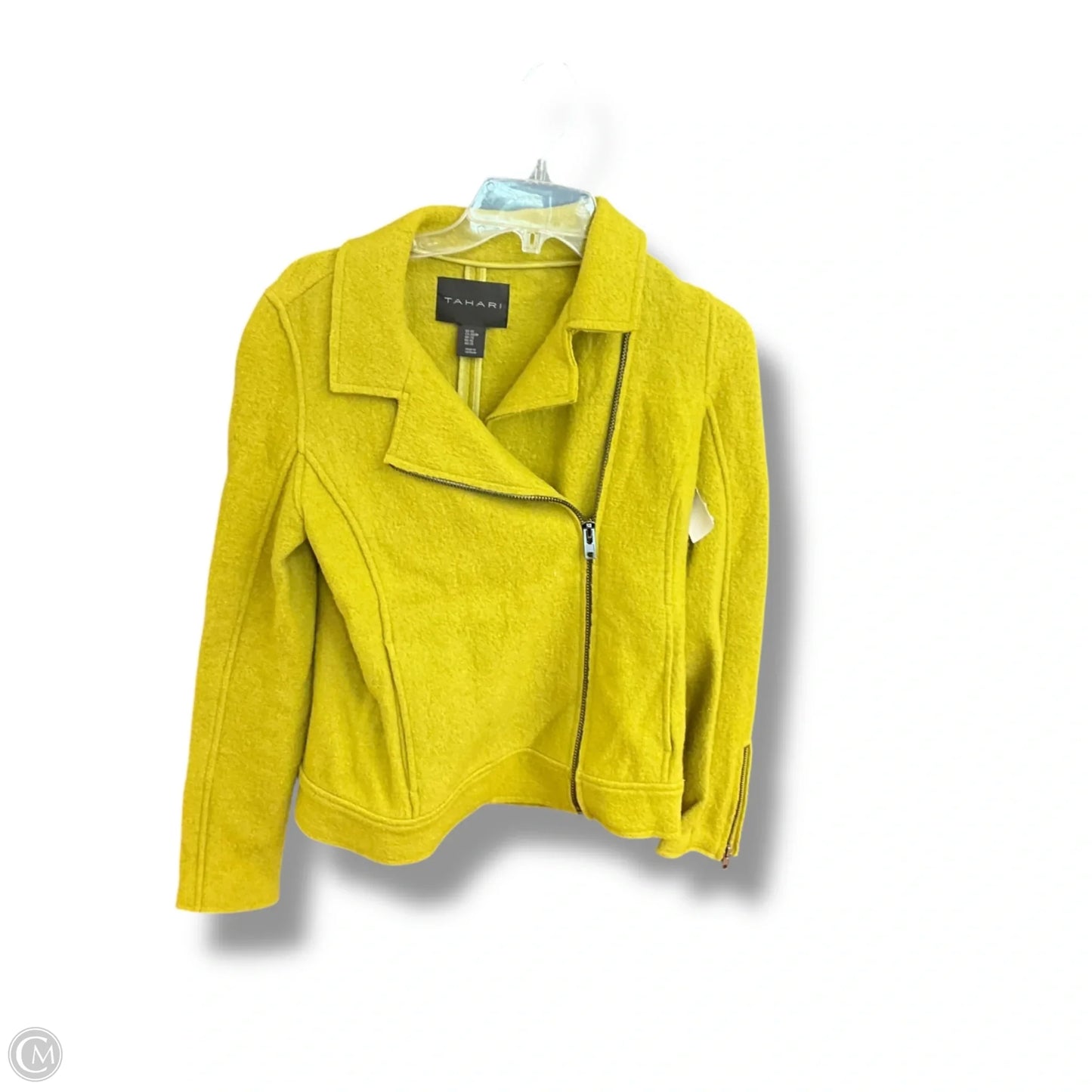 Jacket Moto By Tahari By Arthur Levine In Green, Size: Xs