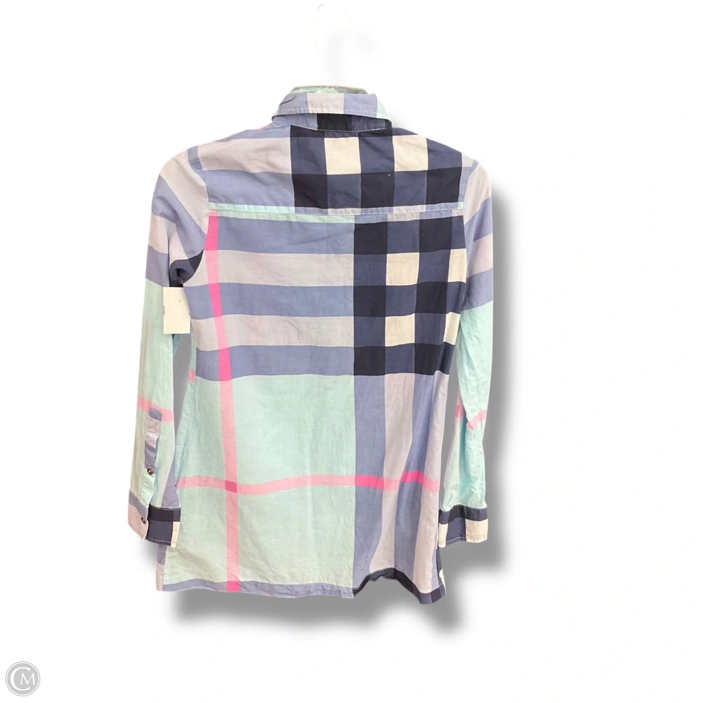 Blouse Luxury Designer By Burberry In Blue, Size: S