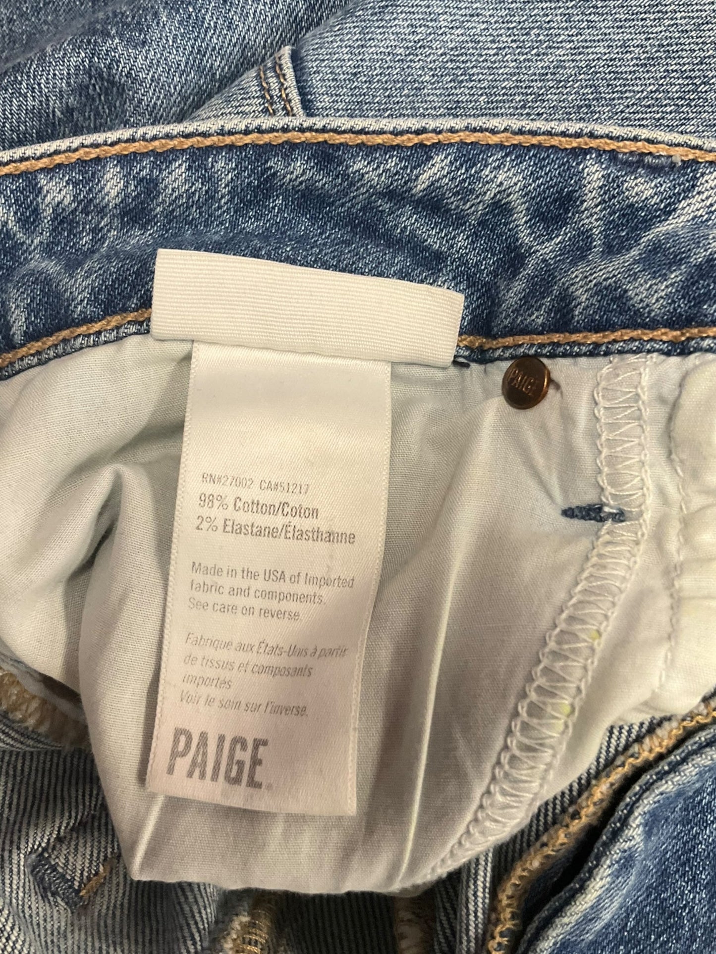 Jeans Skinny By Paige In Blue Denim, Size: 4