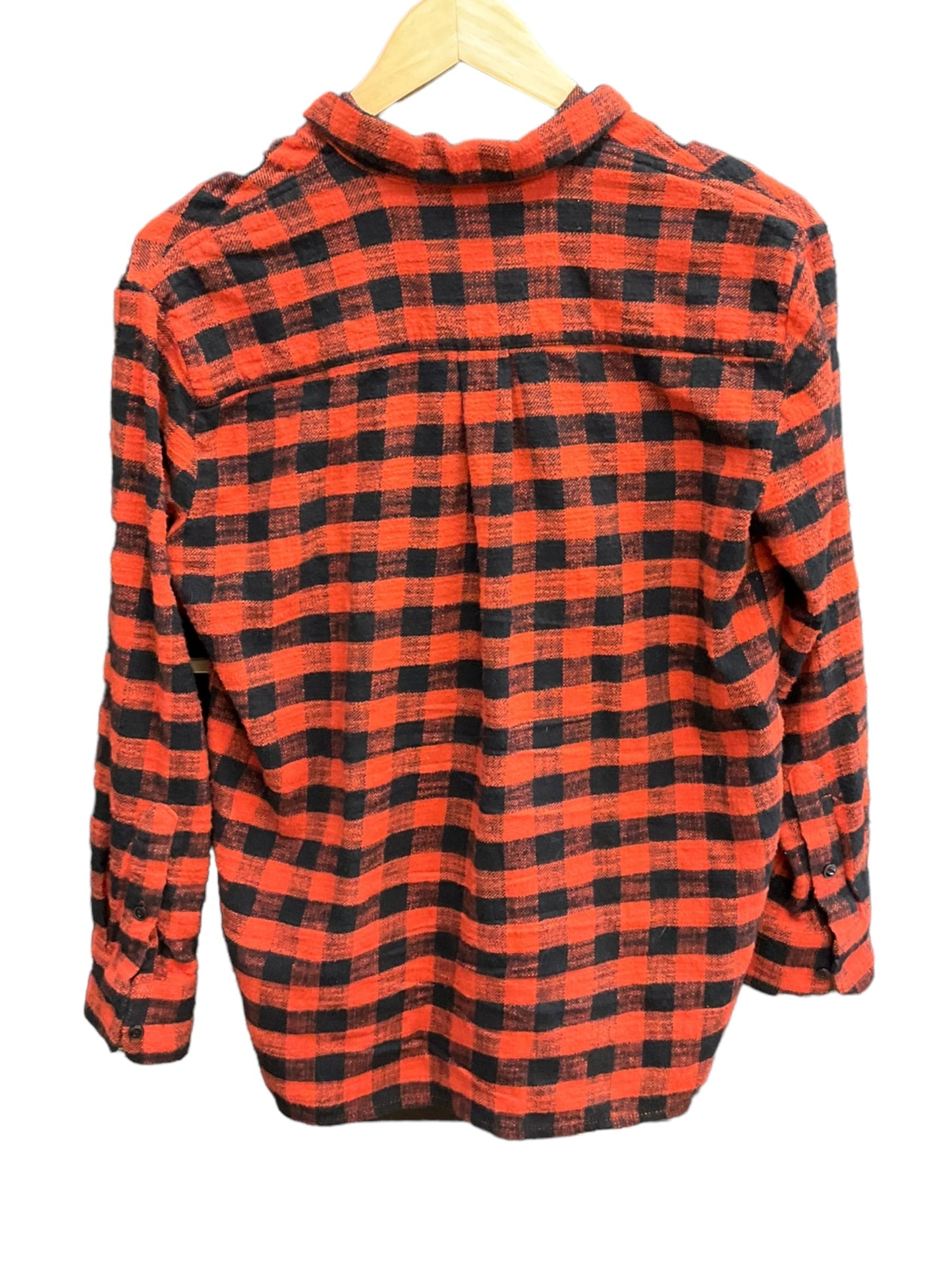 Blouse Long Sleeve By Madewell In Plaid Pattern, Size: Xxs