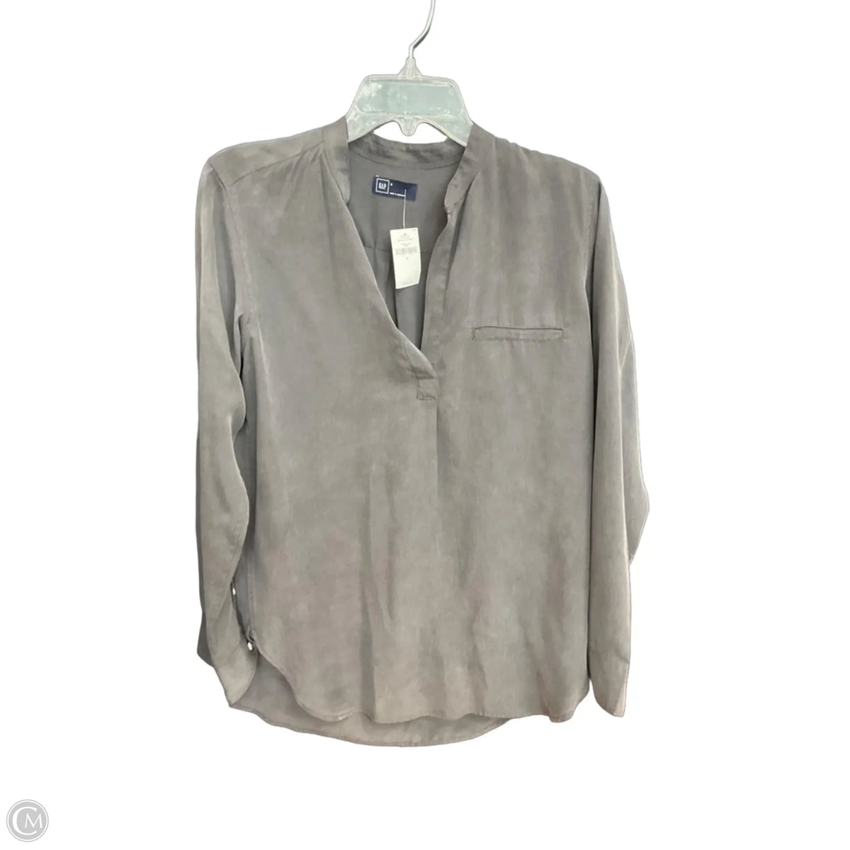 Blouse Long Sleeve By Gap In Grey, Size: S