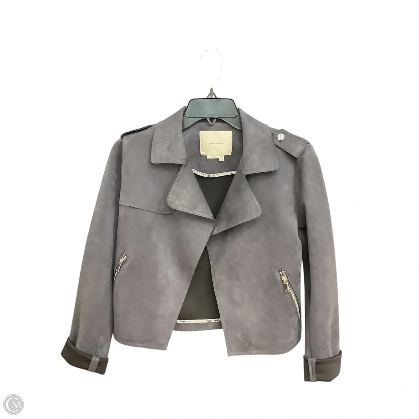 Jacket Moto By Anthropologie In Grey, Size: S