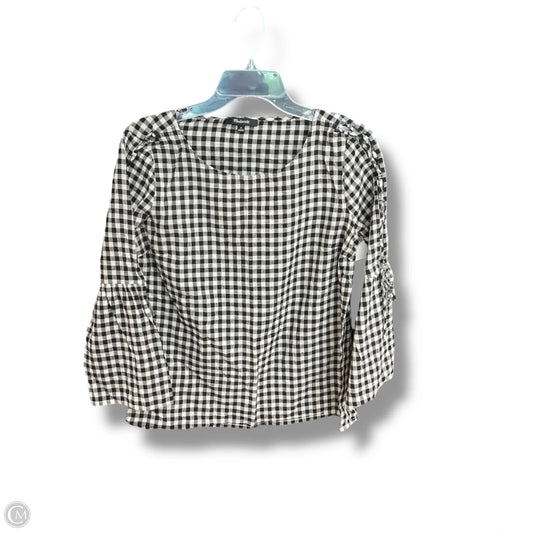 Top 3/4 Sleeve By Madewell In Checkered Pattern, Size: M