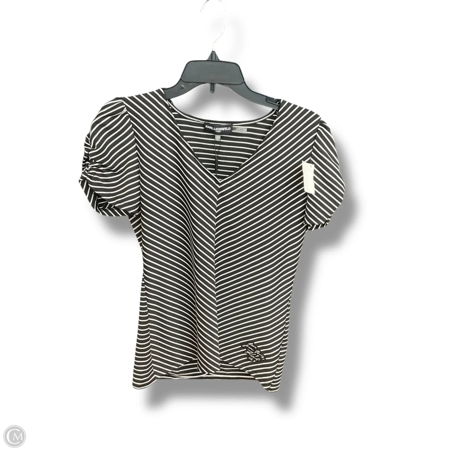 Top Short Sleeve Designer By Karl Lagerfeld In Striped Pattern, Size: Xs