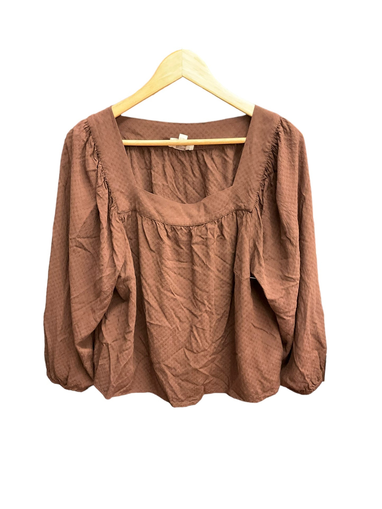 Brown Top Long Sleeve Loft, Size Xl