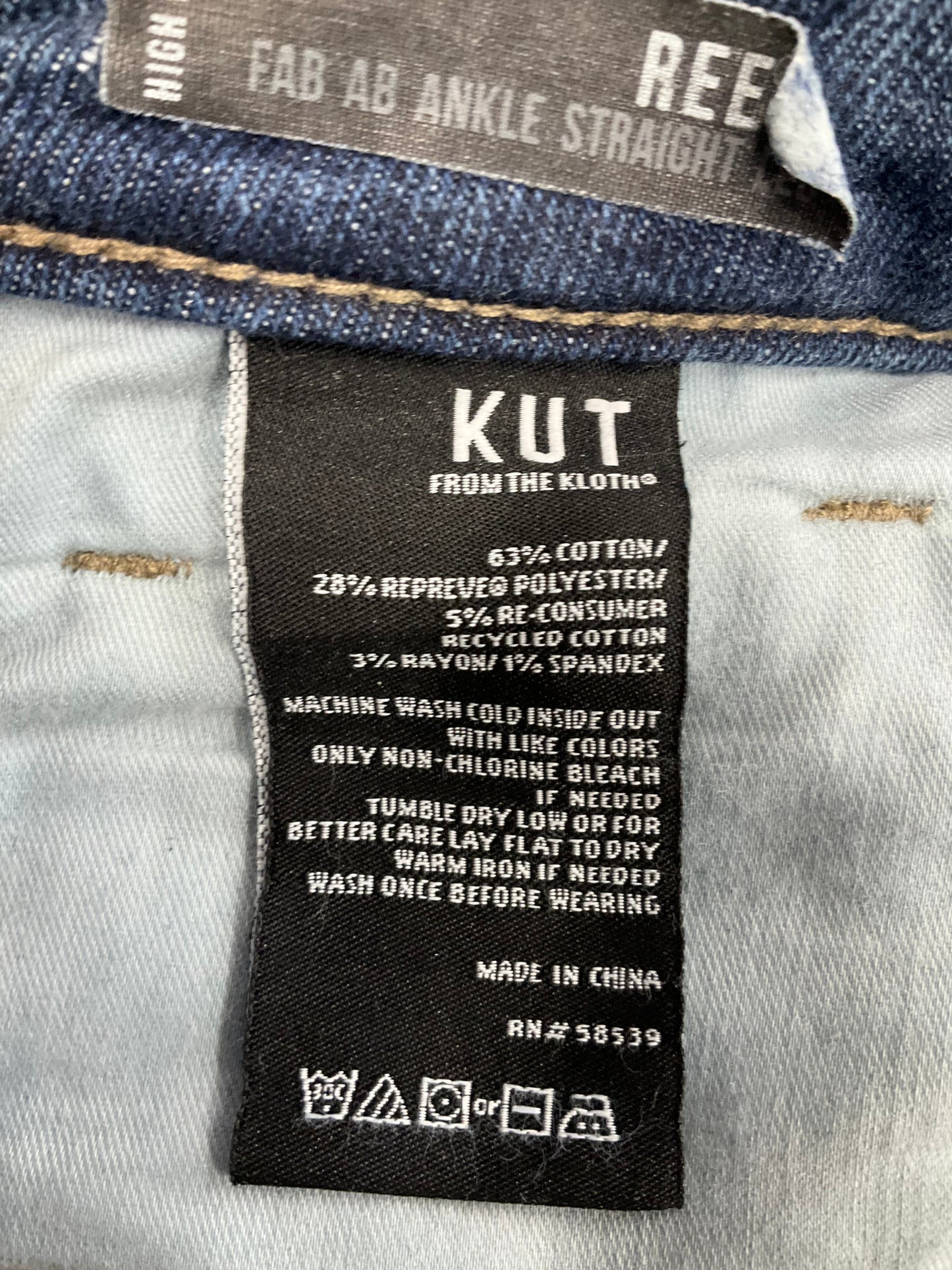 Jeans Straight By Kut In Blue Denim, Size: 2