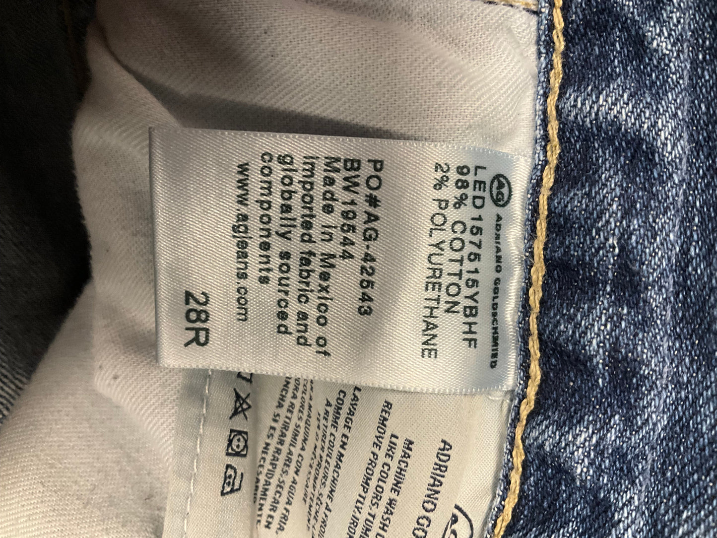 Blue Denim Jeans Straight Adriano Goldschmied, Size 6