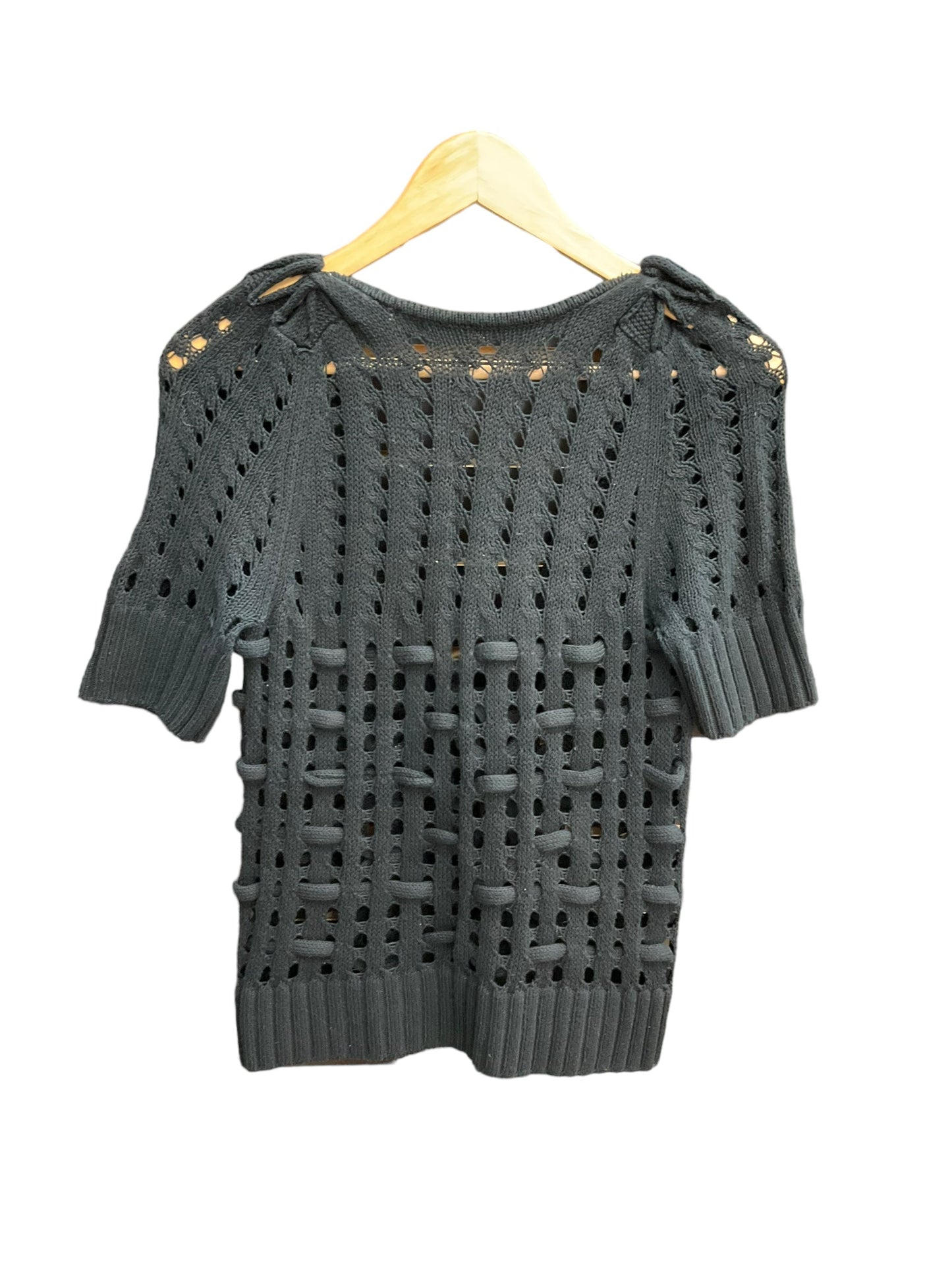 Black Top Short Sleeve Knitted And Knotted, Size S