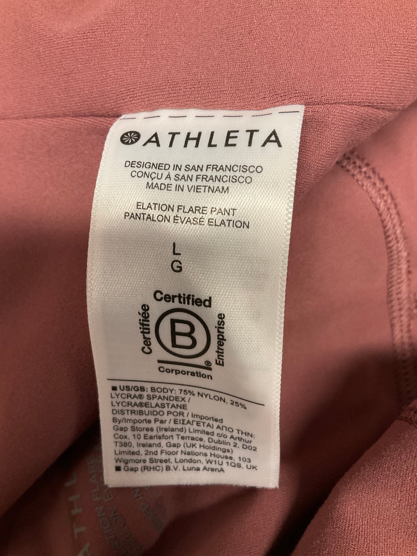 Mauve Athletic Leggings Athleta, Size L