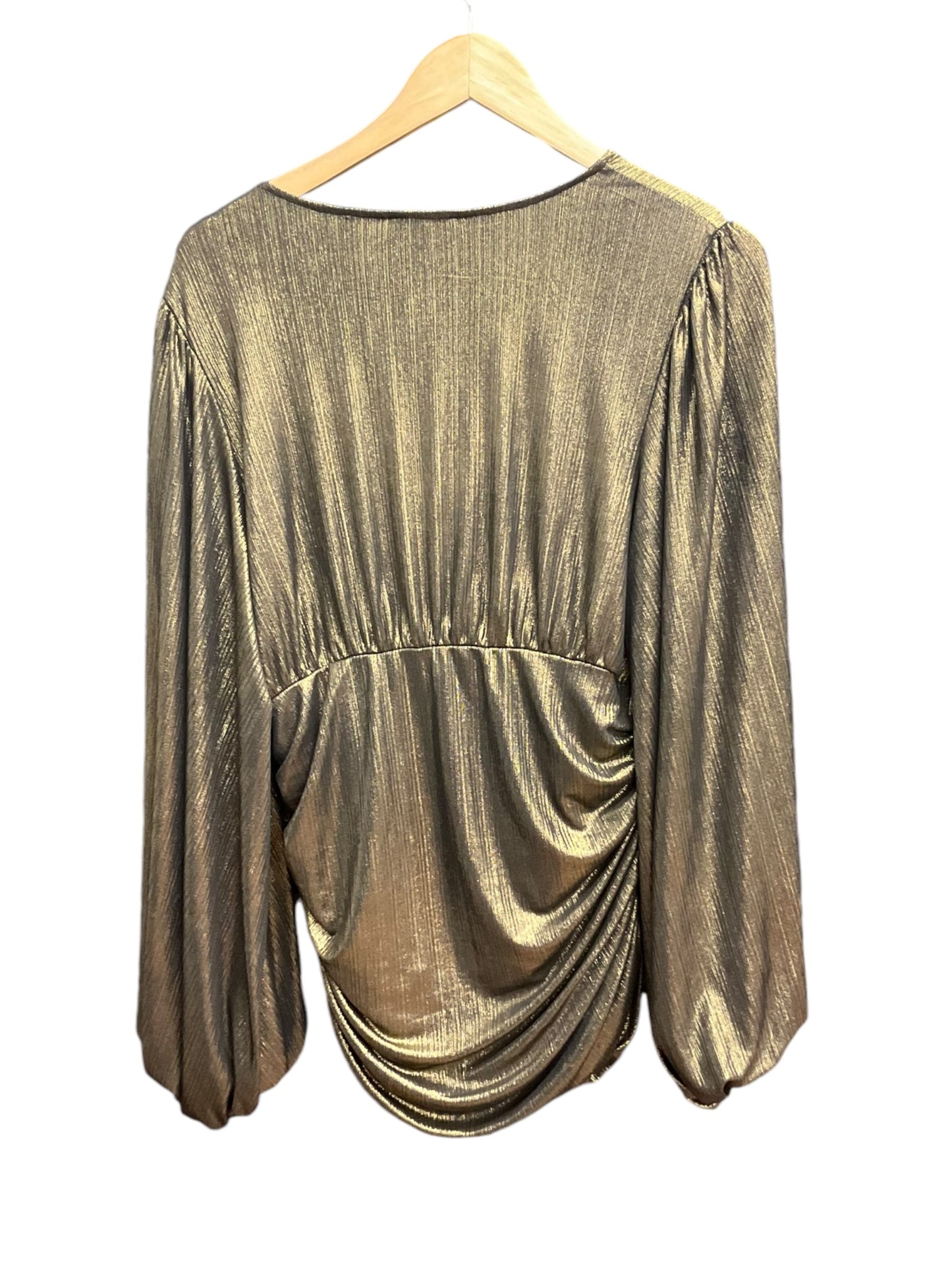 Top Long Sleeve By Express In Gold, Size: L