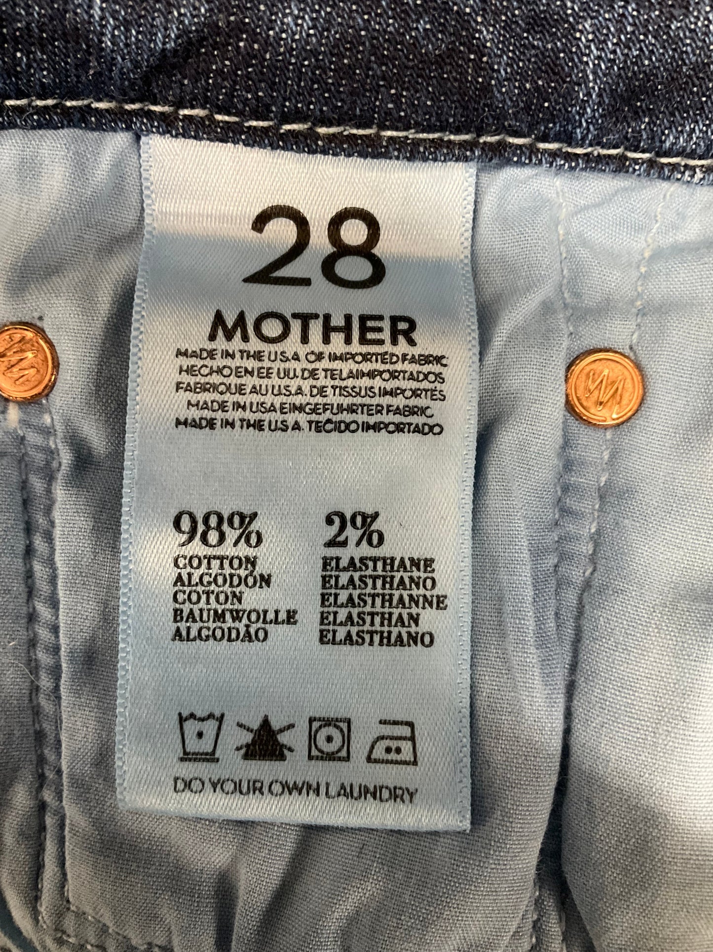 Blue Denim Jeans Cropped Mother Jeans, Size 6