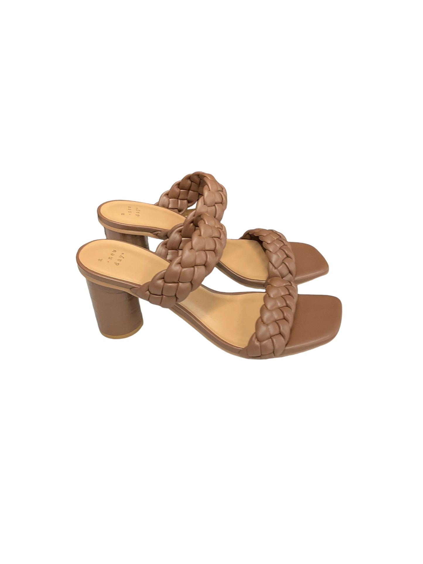 Brown Sandals Heels Block A New Day, Size 9