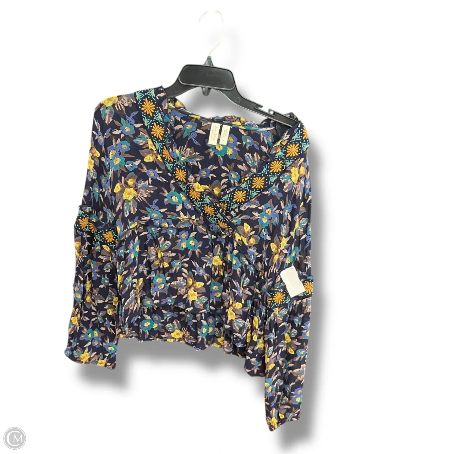 Top 3/4 Sleeve By Anthropologie In Floral Print, Size: M