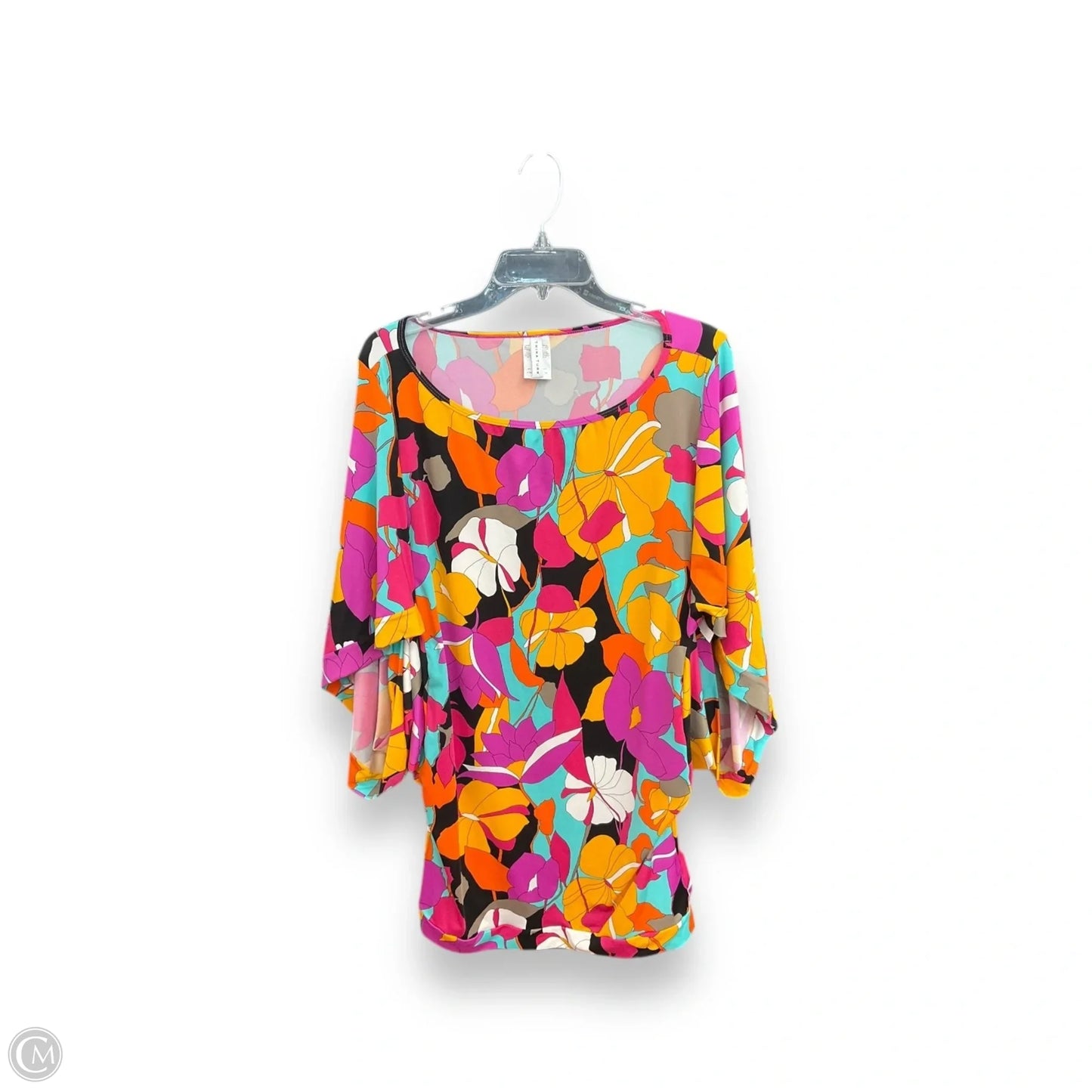 Top Short Sleeve By Trina Turk In Pink & Purple, Size: Xl