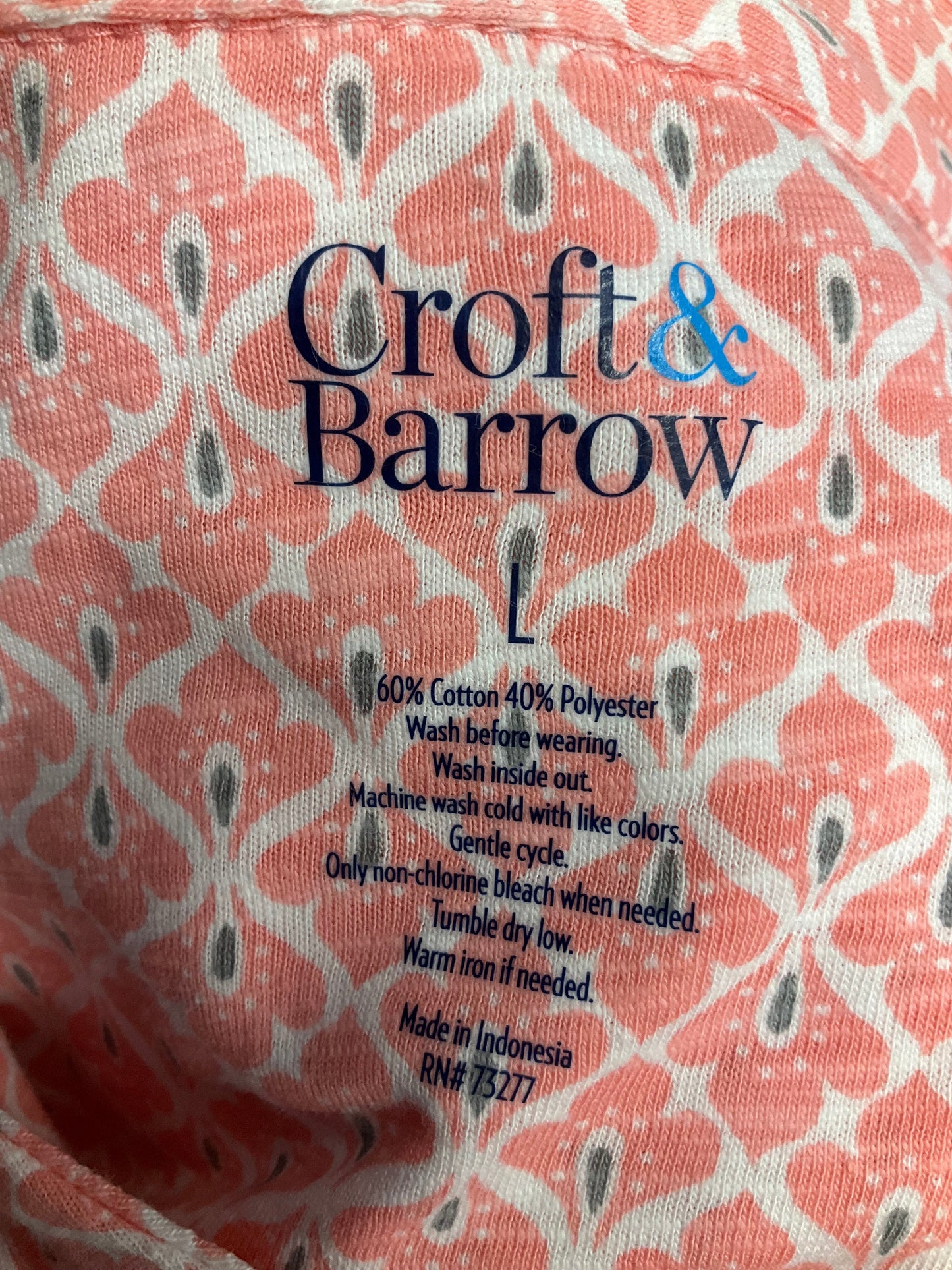 Floral Print Blouse 3/4 Sleeve Croft And Barrow, Size L