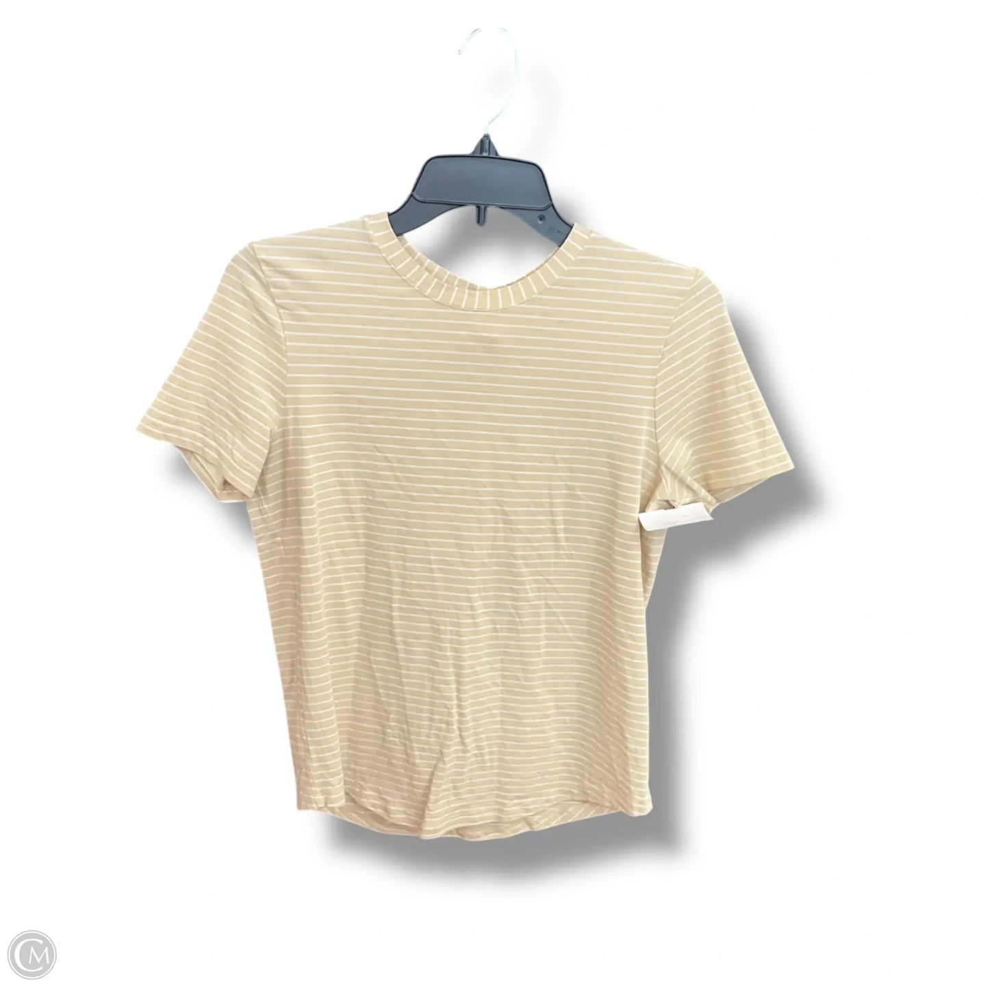 Athletic Top Short Sleeve By Lululemon In Beige, Size: 4