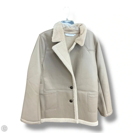 Coat Faux Fur & Sherpa By Astr In Beige, Size: L