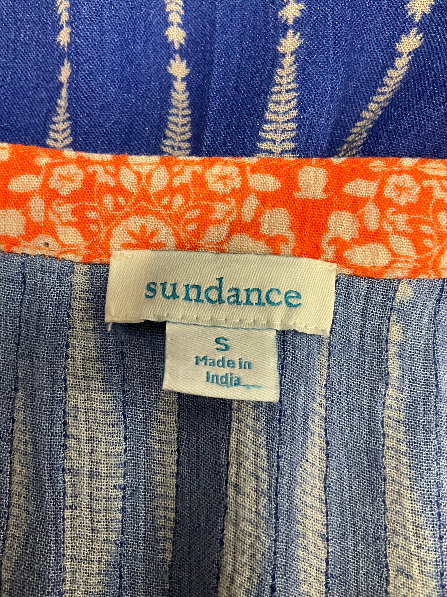Blue & Orange Top Short Sleeve Sundance, Size S