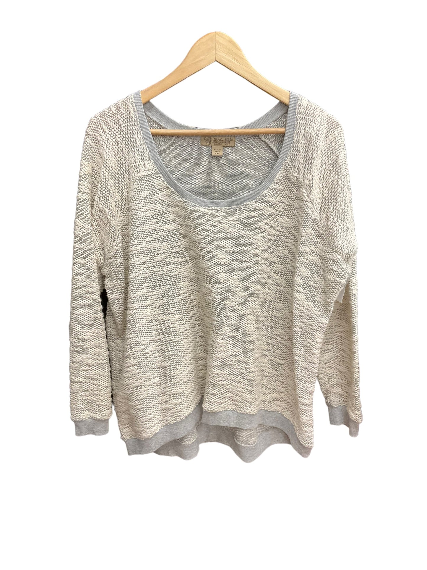 Cream & Grey Top Long Sleeve Vintage America, Size Xxl