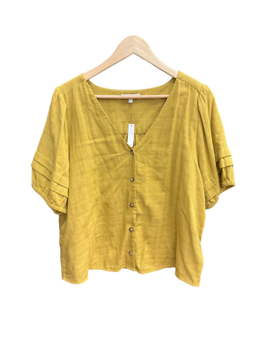 Yellow Blouse Short Sleeve Madewell, Size Xl