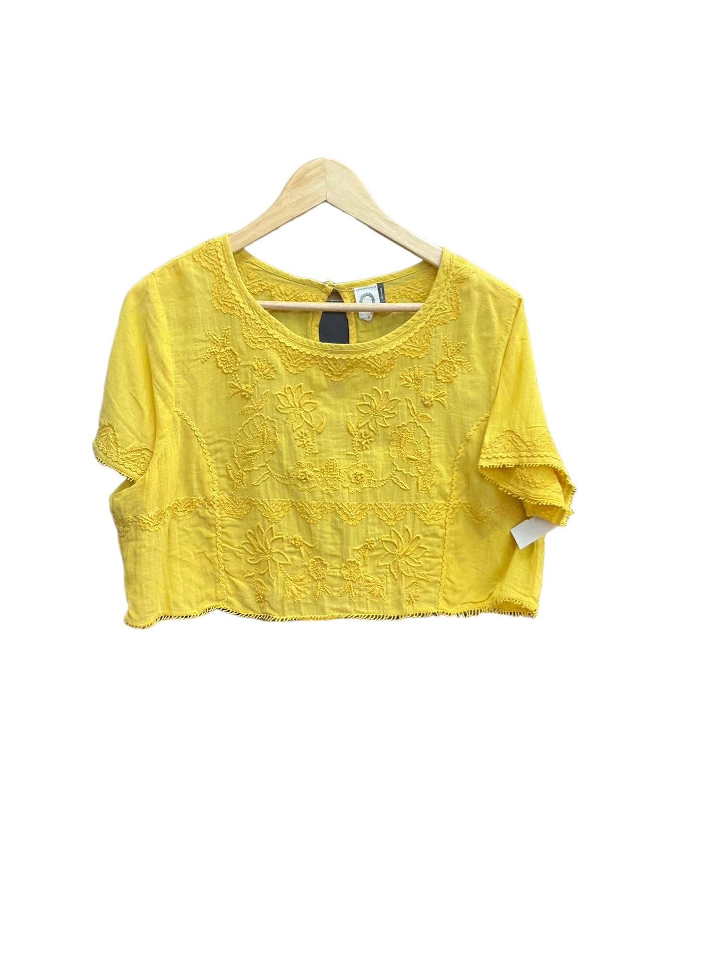 Yellow Top Short Sleeve Anthropologie, Size Xl