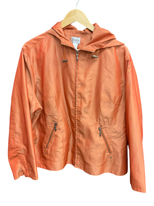 Jacket Windbreaker By Chicos In Orange, Size: Xl