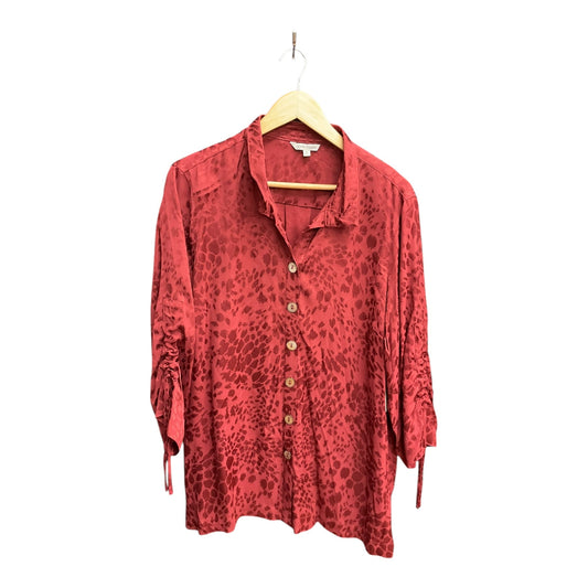 Blouse 3/4 Sleeve By John Mark In Red, Size: 1x