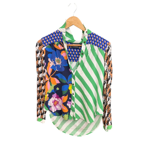 Blouse Long Sleeve By Maeve In Multi-colored, Size: Xxs