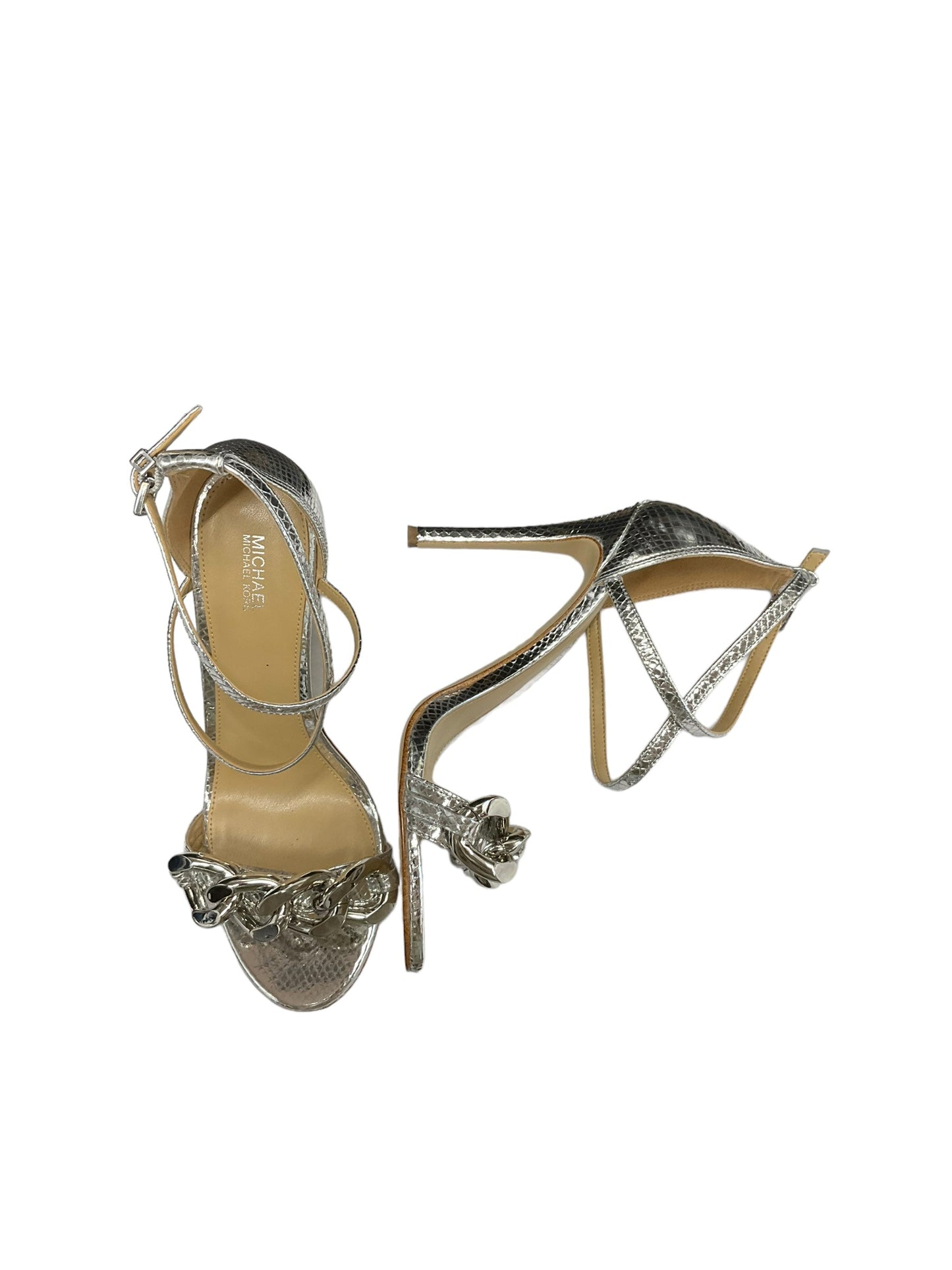 Silver Shoes Heels Stiletto Michael Kors, Size 8.5