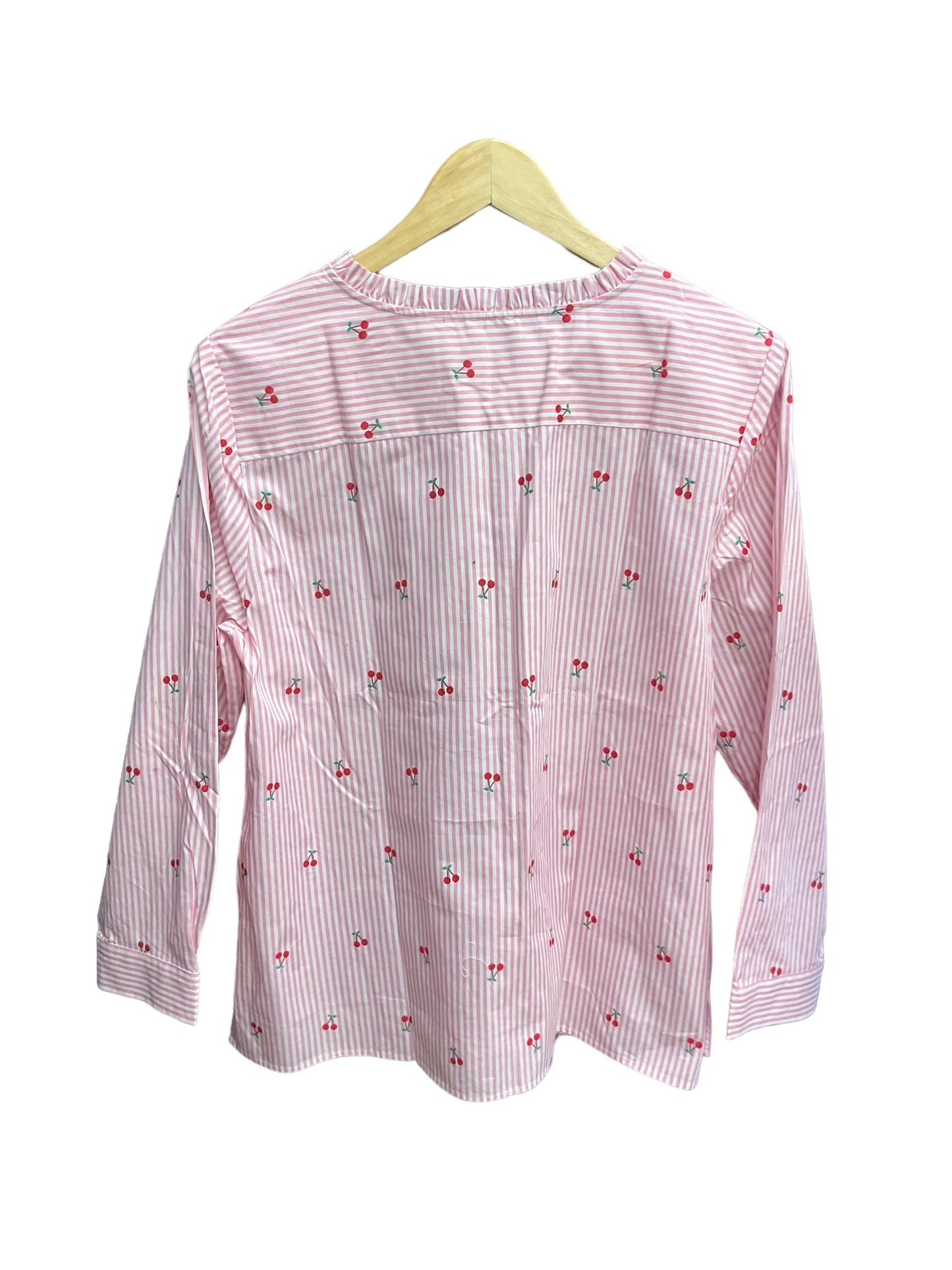 Pink & White Blouse Long Sleeve Talbots, Size Xl