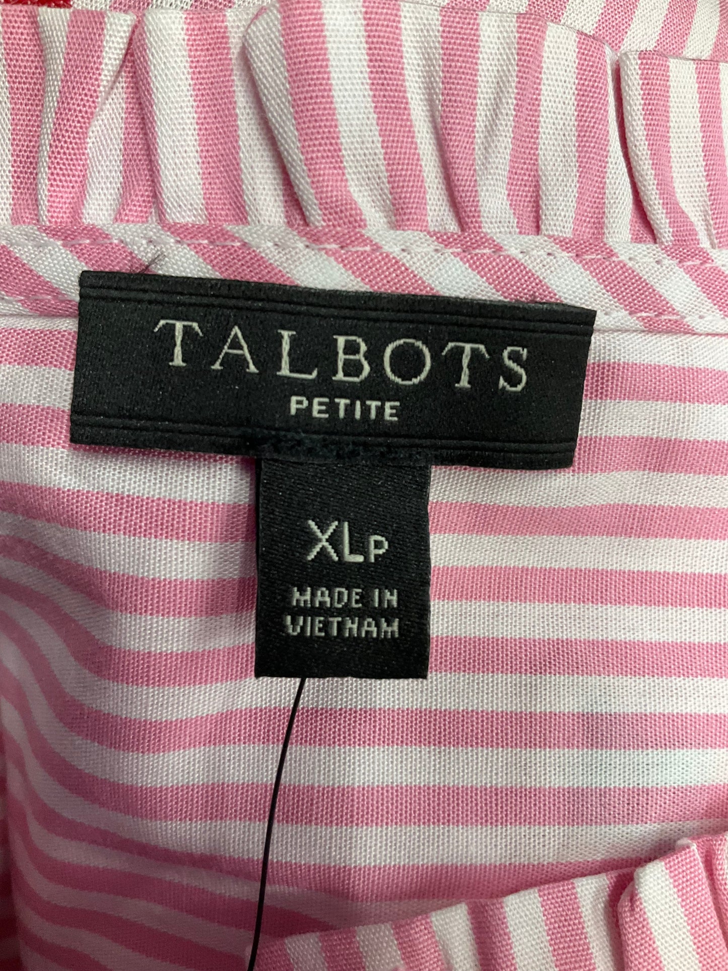 Pink & White Blouse Long Sleeve Talbots, Size Xl