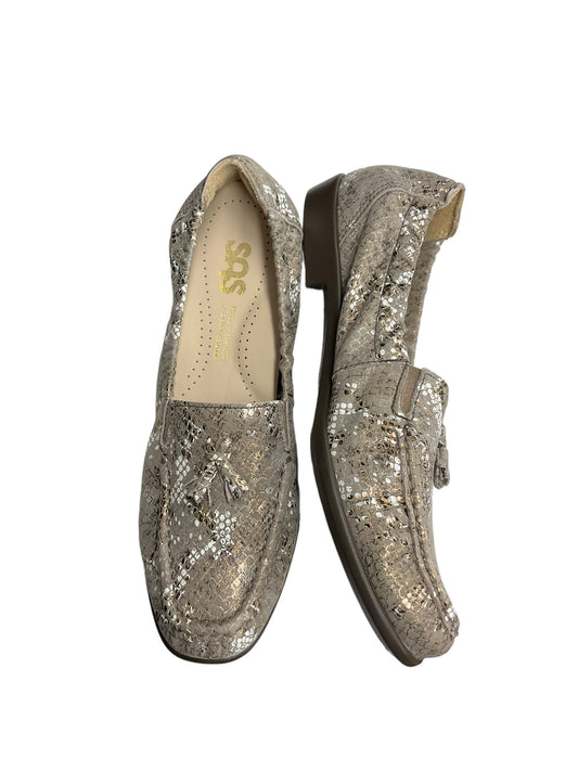 Snakeskin Print Shoes Flats Sas, Size 8.5